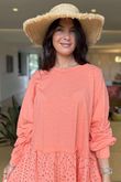 Made in Italy Rumours Broderie Smock Tunic Sunset Orange -